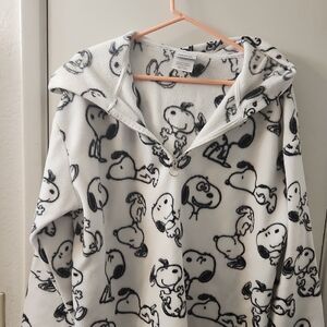 Peanuts Snoopy Teddy Jacket White Black Playful Design